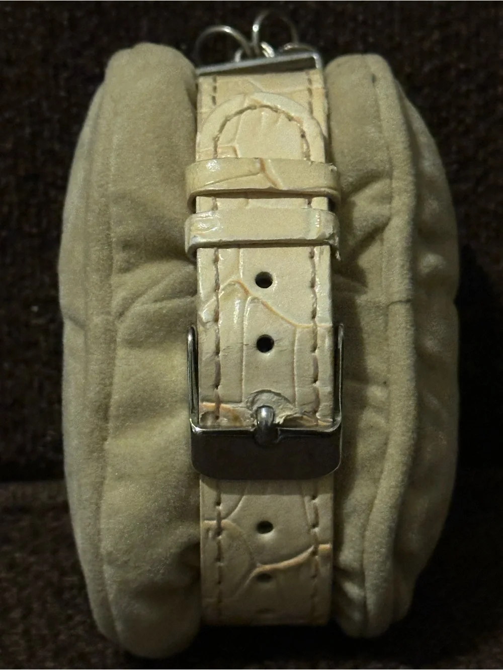 Hello Kitty Women’s Silver-Tone Watch with Cream Strap. Very Good condition.